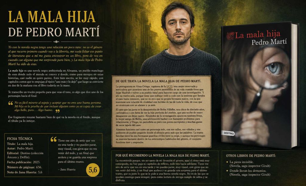 Reseña grafica novela La mala hija de Pedro Martí
