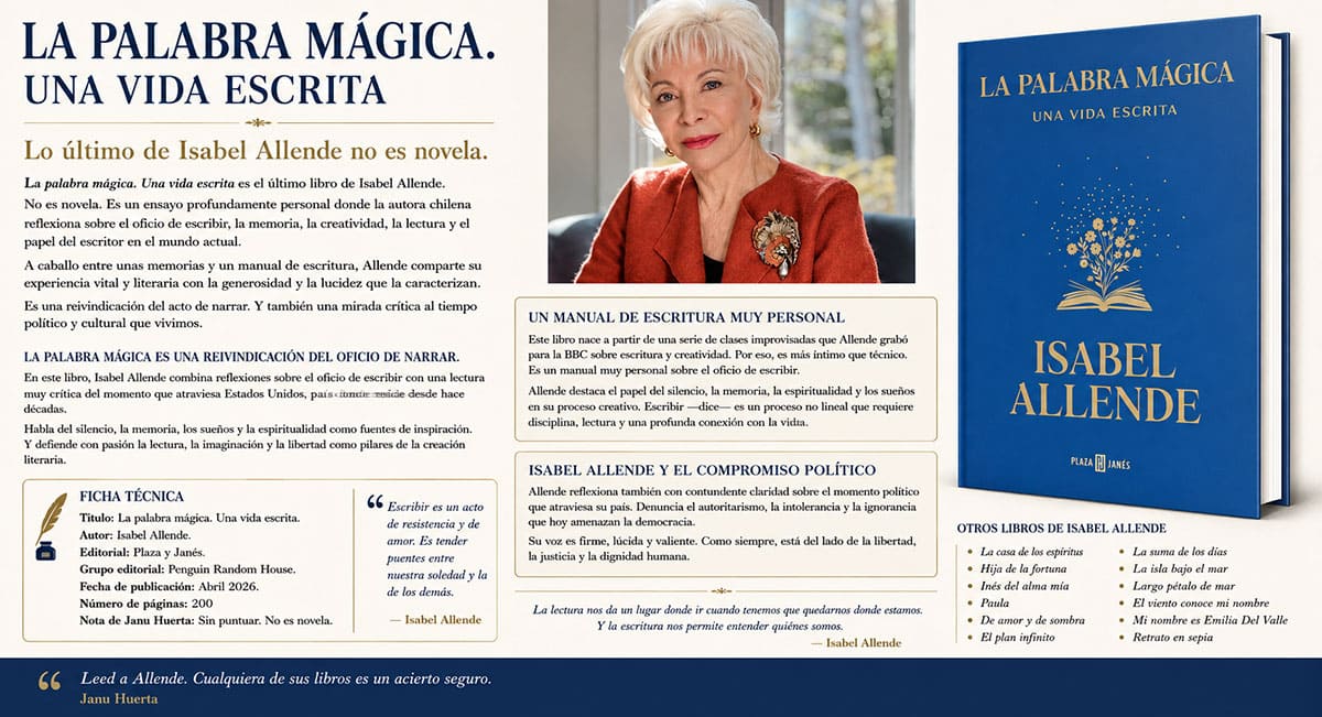 Reseña grafica de la novela La Palabra Mágica de Isabel Allende por Janu Huerta