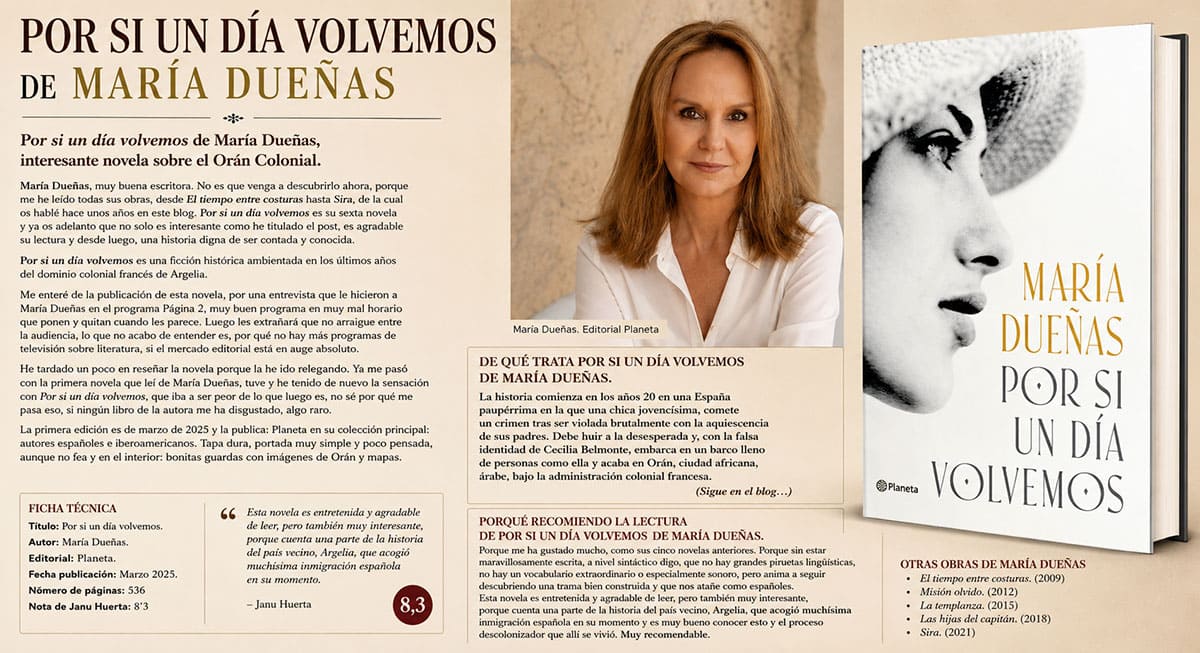 Reseña grafica de la novela Por si un día volvemos