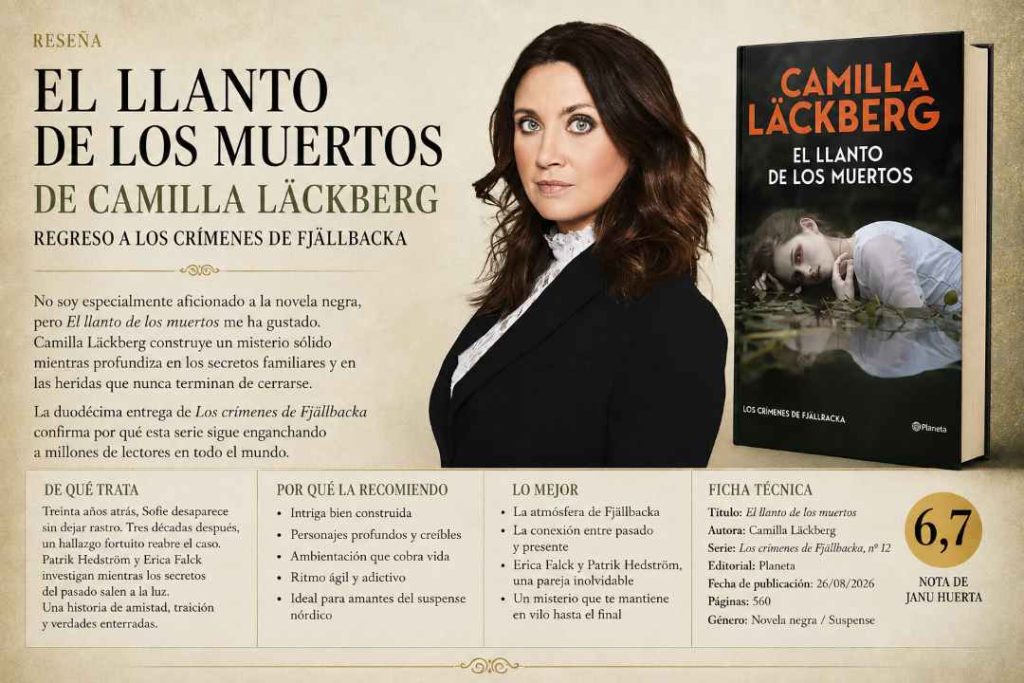 Reseña gráfica de la novela El llanto de los muertos de Camilla Läckberg